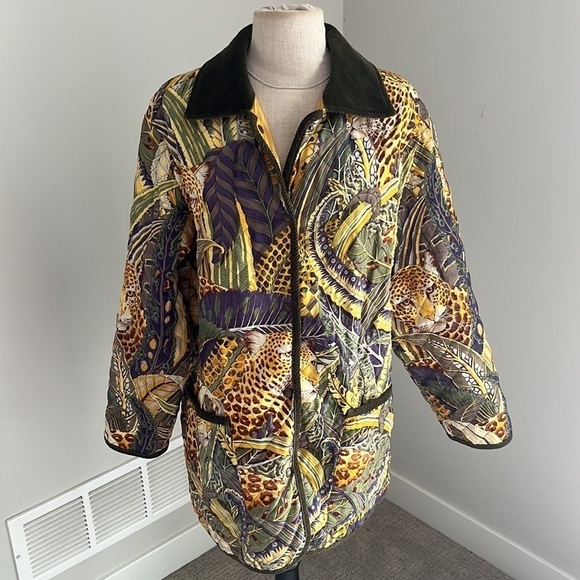 Vintage  Salvatore Ferragamo Tiger Jungle Print Art Jacket size Medium - Picture 6 of 15